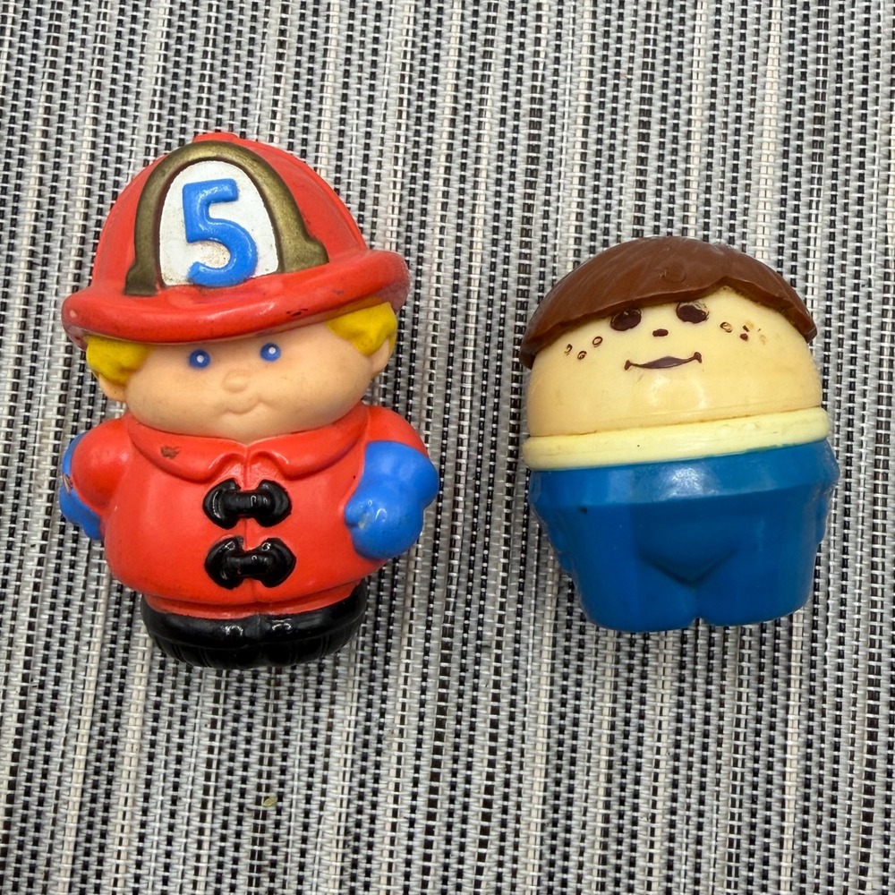 Vintage Little Tikes Figures Fireman 5 and‎ Boy Chunky Plastic Toy Lot 2pc